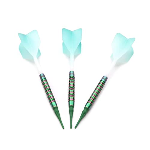 Green Gem Stone 19g Soft Tip Tungsten Darts with Titanium Coated Barrels & ROST Flights