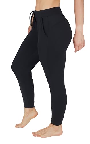 Large Black High Waisted Jogger Pants for Women - Lightweight Athletic Lounge Workout