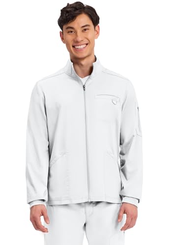 Cherokee WW Revolution Scrub Jacket Men Zip Front Nurse Jacket 5 Pockets Large White