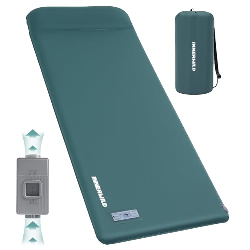 INNERWILD Green Single 3.15-Inch Thick Memory Foam Camping Sleeping Pad with Pillow & Electric Pump