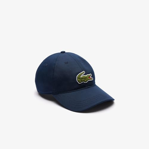 Lacoste Unisex Front Medium Croc Cotton Twill Cap, One Size, Navy