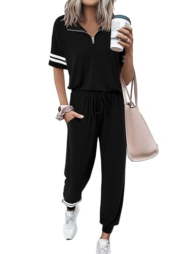 Women's Summer Lounge Sets - Medium Black 2 Piece Outfit for 2026