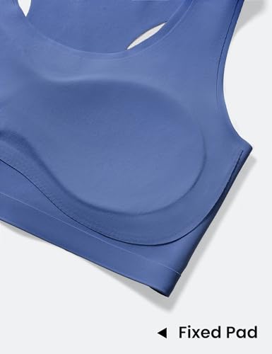 Girls Sports Bra Kids Racerback Training Bra with Sewn-in Pads - 14-16 Years, Black/Brown/Navy Blue/White