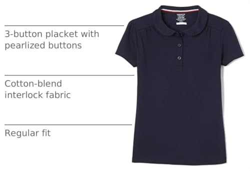 Toddler Girls French Toast Short Sleeve Polo with Peter Pan Collar - Large Navy Blue