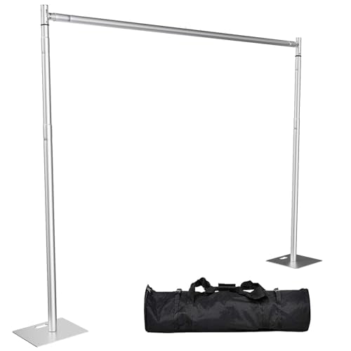Heavy Duty 10x10ft Backdrop Stand Kit with Adjustable Telescopic Poles and Metal Base - Without Upgrade Clip
