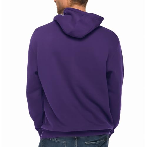 Men's Zip Up Hoodie Fleece Pullover with Kangaroo Pocket - Large / Purple
