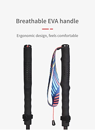 Carbon Fiber Trekking Poles - 110cm Ultralight Collapsible Hiking Sticks with Anti-Shock & Quick Lock System - Black
