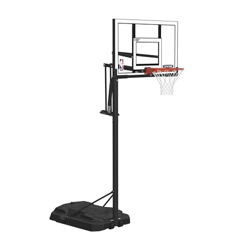 NBA Portable Basketball Hoop with 54-Inch Shatterproof Backboard and Adjustable Height - Black+NBA