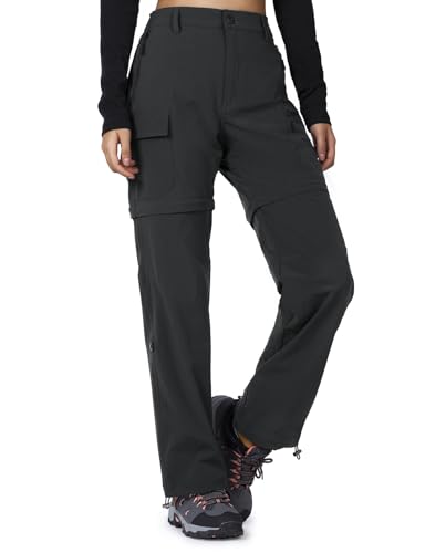 Women's Convertible Hiking Pants - Lightweight, Black, Large