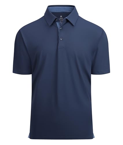 Alex Vando Men's Golf Shirt Large Navy Quick-Dry Short Sleeve Polo