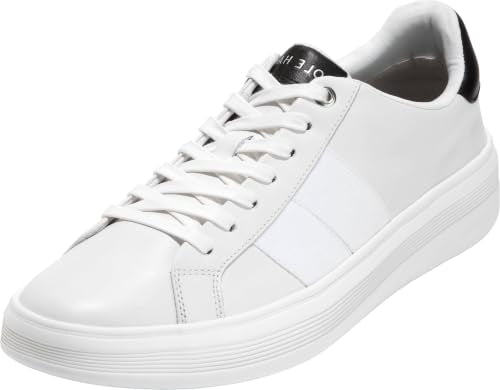 Men's Wide Leather Crosscourt Sneakers - White Black 9 Wide