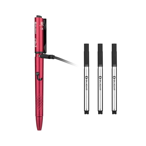 OLIGHT O'Pen 3 4-in-1 Rechargeable Pen Light with Ballpoint Refill, Wine Red