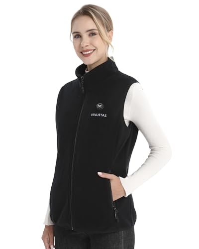 Venustas Women's Fleece Heated Vest with Battery - Medium Black Lightweight Insulated