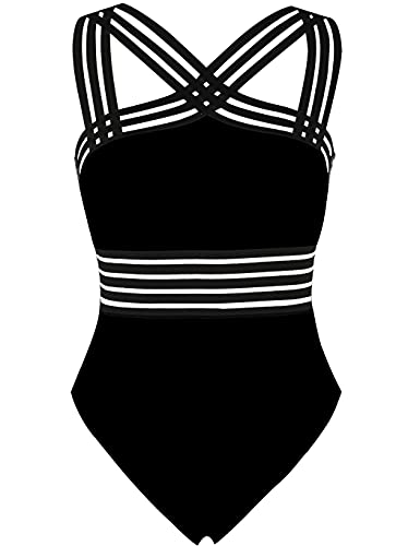 Hilor Women’s One Piece Swimsuit Slimming Tummy Control Bathing Suit - Black, 4-6