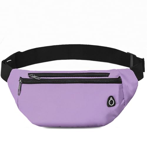 Water-Resistant Fanny Pack for Men & Women - 3 Zipper Pockets, Crossbody/Waist Bag (1 pack, Light Purple)