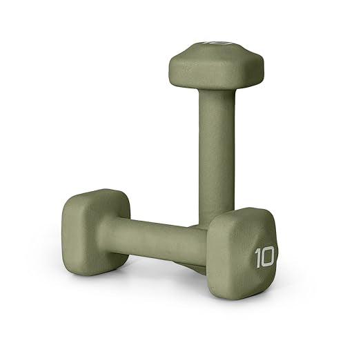 Neoprene Dumbbell Pair with Anti-Roll Square Head - Green 10 lb - Tone Fitness
