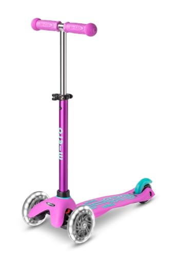 Mini 3-Wheel Toddler Scooter with LED Lights - Lavender, Adjustable & Stable