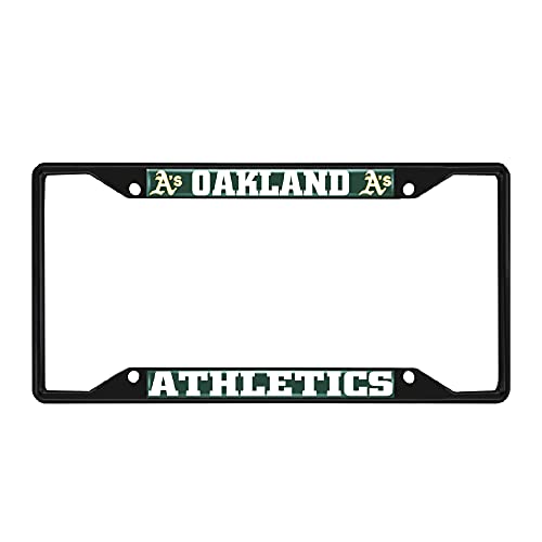 Oakland Athletics Metal License Plate Frame Black Finish - Team Logo Decor