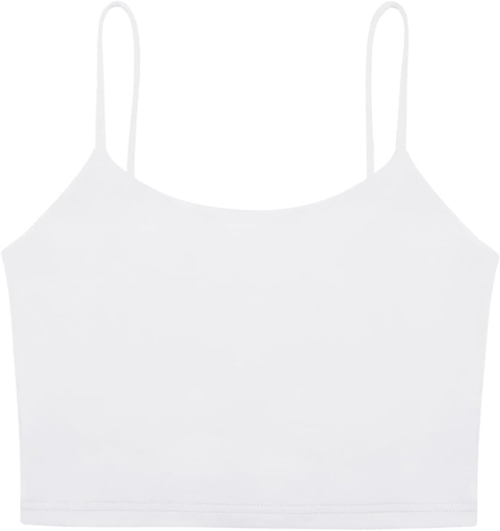 Reoria Women's Seamless Adjustable Spaghetti Strap Yoga Crop Top - Double Lined Comfort