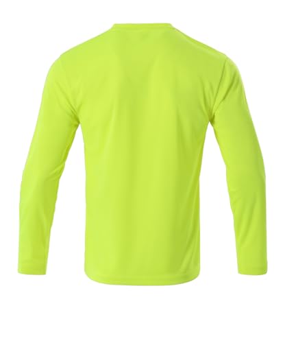 Men's Long Sleeve Athletic T-Shirts Pack - Quick Dry Performance Workout Tee, Large, 5-Pack Yellow
