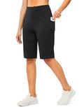X-Large Bermuda Shorts for Women with Pockets - 12-Inch Knee Length Black