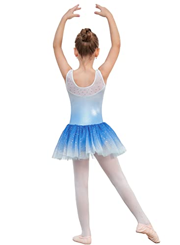 Girls Ballet Leotard 4-5T Snow Blue Sparkly Dance Tutu Outfit