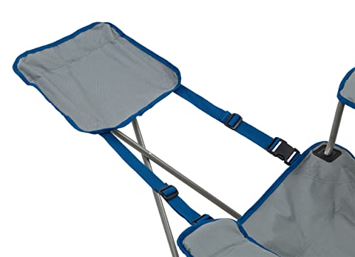 Portable Camping Lounge Chair with Footrest and Adjustable Armrests - Gray/Blue