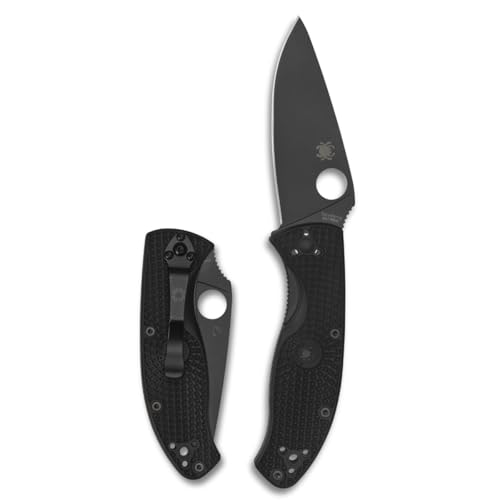 Spyderco Tenacious Folding Knife Black G10 Handle 3.3in 8Cr13MoV Steel PlainEdge