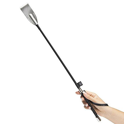 Fifty Shades of Grey Sweet Sting Riding Crop - 24 Inch Leather Riding Crop for Spanking - Soft Rubber Handle & Braided Stem - Black/Silver