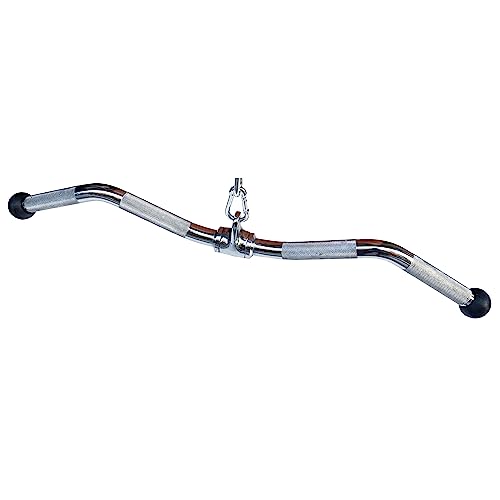72cm Heavy Duty Stainless Steel Lat Pulldown Bar with Rubber Handles - Tricep & Bicep Attachment