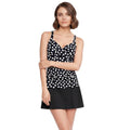 Women's Wrap Tankini Top with Underwire and UPF 50 Sun Protection - Black/Egret Dots