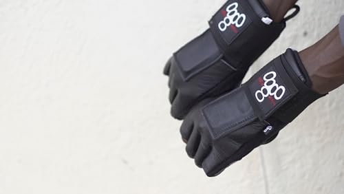 Black Large Wrist Protection Gloves with Removable Impact Wrist Guards for Skateboarding & Rollerblading