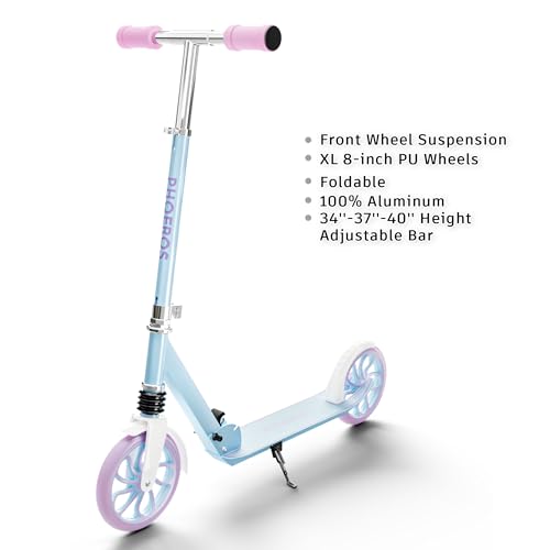 Frozen Blue Kids & Teen Kick Scooter with 8-Inch Large Wheels, Foldable & Adjustable Height