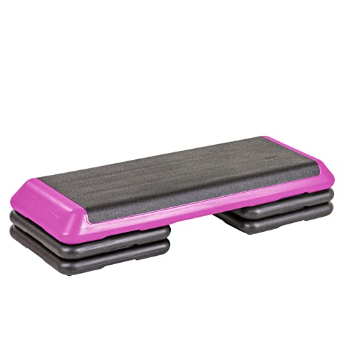 Freestyle STEP Pink Aerobic Platform with Risers - 43" Exercise Stepper for Cardio Workout