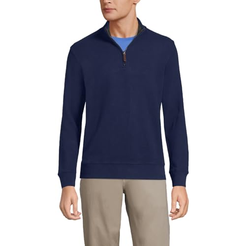 Lands' End Bedford Rib Quarter Zip Sweater - Large Radiant Navy