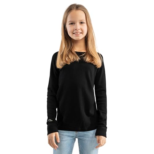 Kids Merino Wool Base Layer Midweight Thermal Long Sleeve 6-7 Years Black