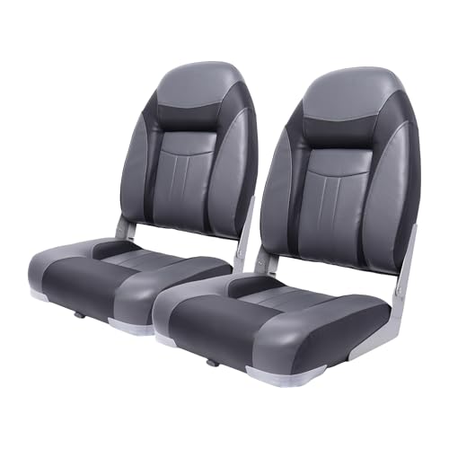 QCUNMAG Dark Gray & Black High Back Boat Seat Marine Fishing Seat Deluxe