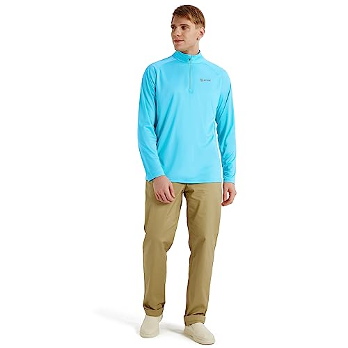 Men's UPF 50+ Long Sleeve Rash Guard Swim Shirt XX-Large Sea Blue 1/4 Zip