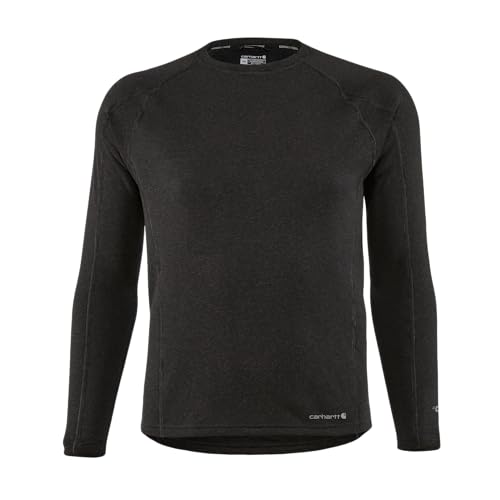 Men's Heavyweight Synthetic Wool-Blend Fleece Base Layer Top - Large Tall Black Heather