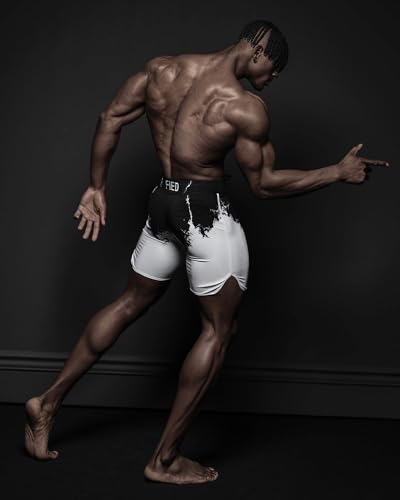 15-Inch Men's Physique Competition Shorts - Black & White Variation