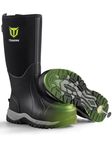 TIDEWE Men's Waterproof Neoprene Work Boots Black 8 / Size 7-13