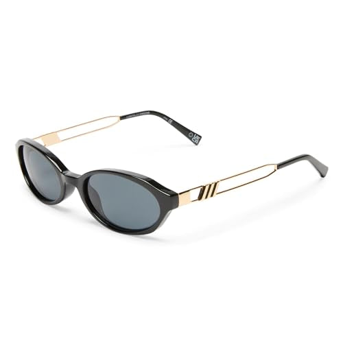 Le Specs Lunita Oval Sunglasses Unisex Black Frame Smoke Lens Y2K Style