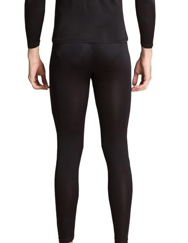 Men's Mulberry Silk Long Underwear Set - Black Large Thermal Base Layer