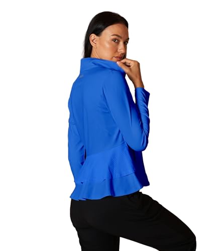 ACEGOLFS Women's Lightweight Ruffle Golf Jacket - UPF 50+, Royal Blue, Large