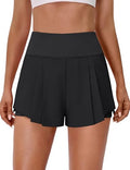 Women's 2-in-1 High Waist Running Shorts with Pockets - Black, Large