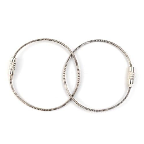 50PCS Stainless Steel Keychain Rings Heavy Duty Luggage Tags Cable Loops