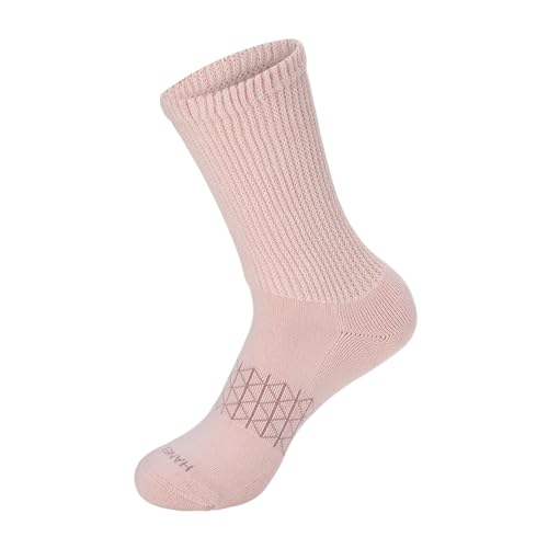 Hanes Women's Non-Binding Crew Socks 4-Pack - Pink, Tan, Green, Cushioned