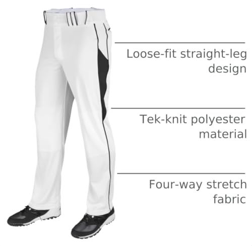 Champro Mens Triple Crown Baseball Pants Medium White Black Open Bottom