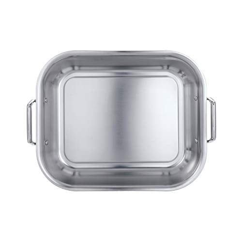 16.75-Inch Stainless Steel Roasting Pan with Basting Rack - Heavy-Gauge Oven-Safe