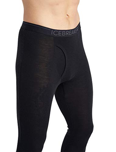 Men's Wool Base Layer Leggings - Cold Weather Thermal Pants, Large / Black